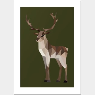 Low Poly Stag in Brown Posters and Art